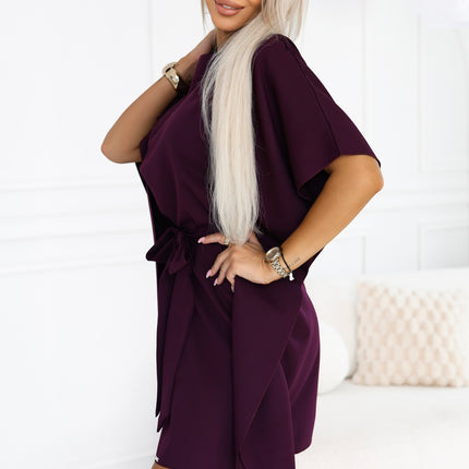 Ripe Plum Dress with Waist Tie – Sofia