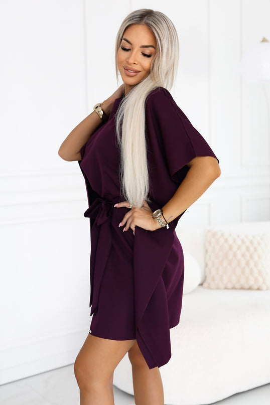 Ripe Plum Dress with Waist Tie – Sofia