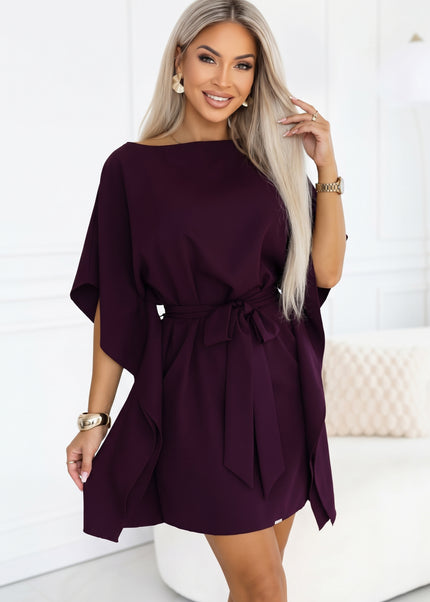 Ripe Plum Dress with Waist Tie – Sofia
