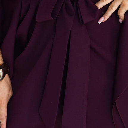 Ripe Plum Dress with Waist Tie – Sofia