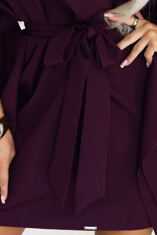 Ripe Plum Dress with Waist Tie – Sofia