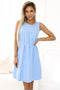 Light Blue Sleeveless Trapeze Dress with Belt – Victoria