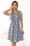 Blue Boho Trapeze Dress with Mediterranean Print – Victoria