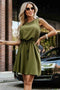 Khaki Sleeveless Trapeze Dress with Tie Waist – Victoria