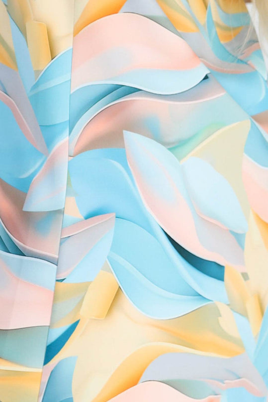 Blue Dress with Colourful Waves – Victoria Trapeze