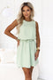 Pistachio Sleeveless Trapeze Dress with Belt – Victoria
