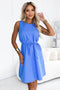 Royal Blue Sleeveless Trapeze Dress with Belt – Victoria