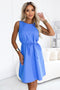 Royal Blue Sleeveless Trapeze Dress with Belt – Victoria