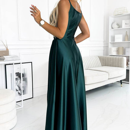 Green Satin Strappy Maxi Dress – Chiara