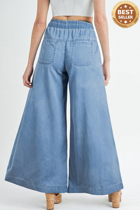 Button Fly Waist Wide Leg Jeans