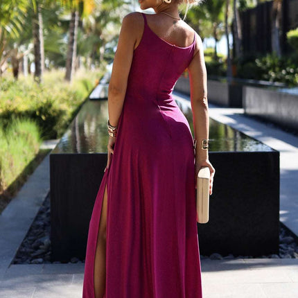 Fuchsia Glitter Long Maxi Dress with Straps – Chiara