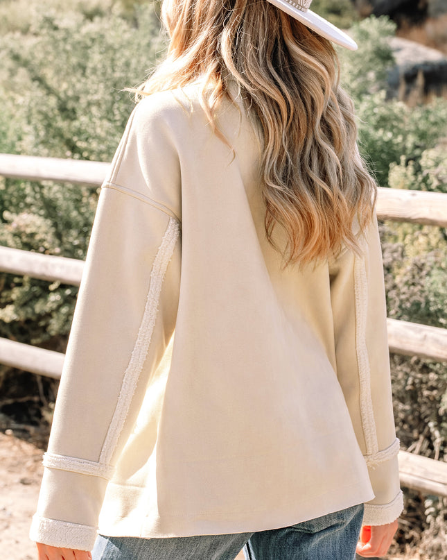 Parchment Suede Sherpa Lined Western Loose Jacket