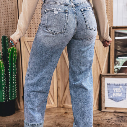 Ashleigh Blue Cuffed Straight Loose Jeans