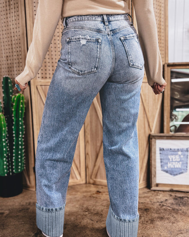Ashleigh Blue Cuffed Straight Loose Jeans