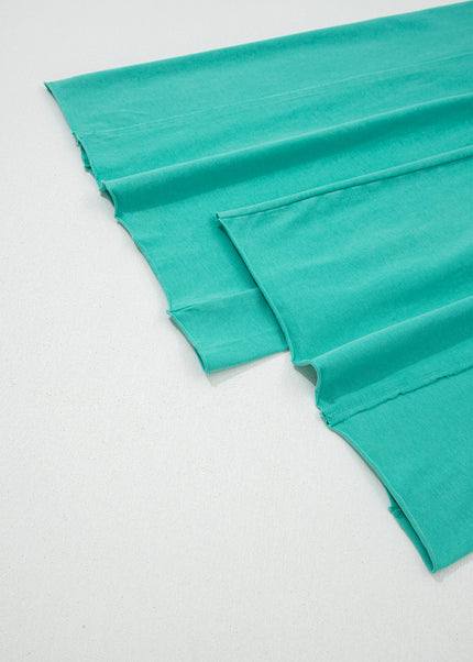 Sea Green Drawstring Elastic Waist Raw Hem Loose Pants