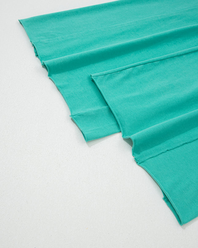 Sea Green Drawstring Elastic Waist Raw Hem Loose Pants