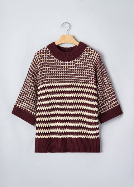 Red 3/4 Draped Sleeve Slouchy Sweater