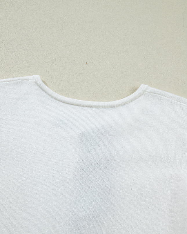 White Knitted Leopard Ruffle Patchwork Button Down Cropped Cardigan