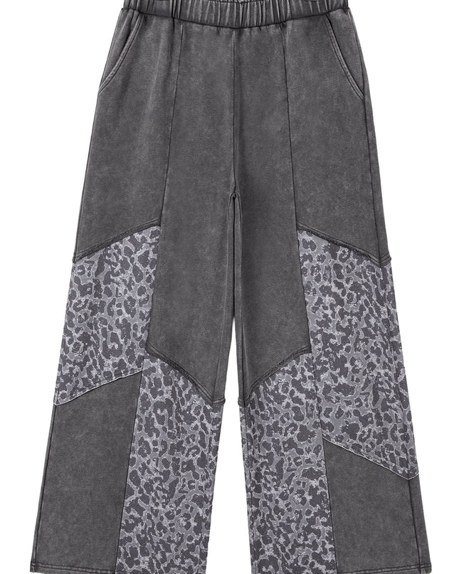 Coffee Leopard Patchwork Loose Pants