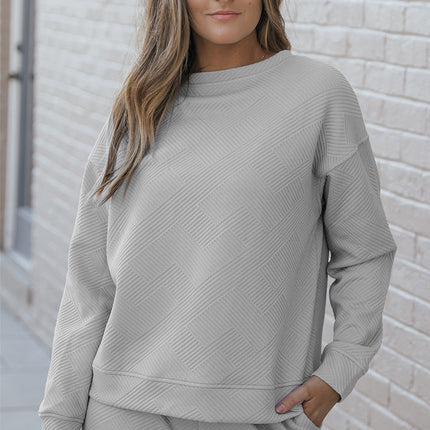 Navy Blue Ultra Loose Textured 2pcs Slouchy Outfit Set