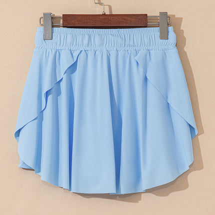 Black Drawstring High Waist Lined Tennis Skorts