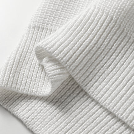 White Asymmetric Neck Drop Shoulder Baggy Slouchy Sweater