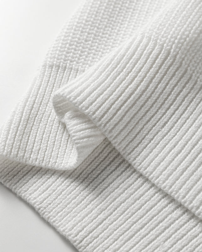 White Asymmetric Neck Drop Shoulder Baggy Slouchy Sweater