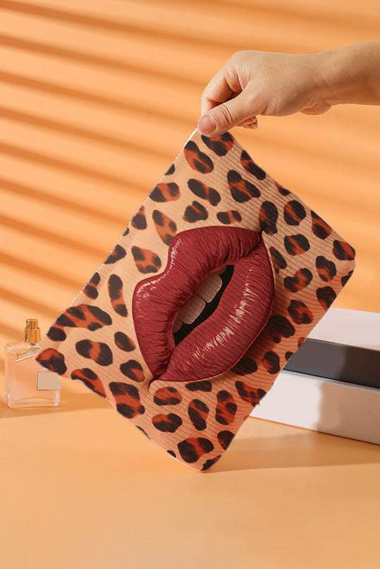 Leopard Lip Print Makeup Bag