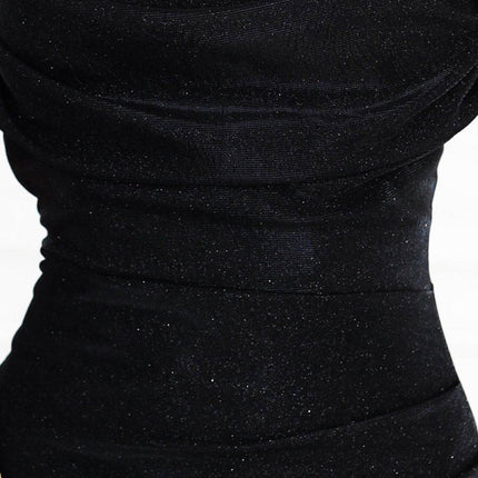 Black Shiny Draped Dress – Cosima