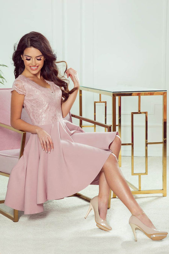 Powder Pink Dress with Lace Back Detail – Patricia