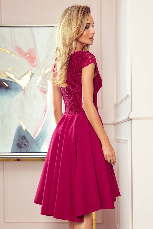 Burgundy Dress with Lace Back Detail – Patricia