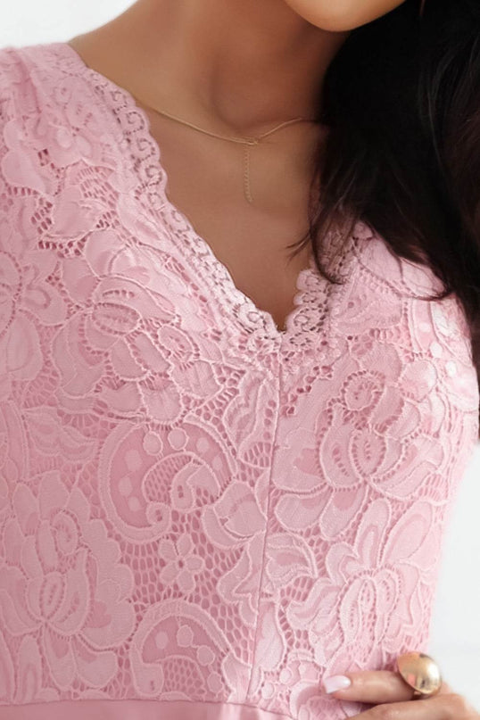 Powder Pink Dress with Lace Back Detail – Patricia