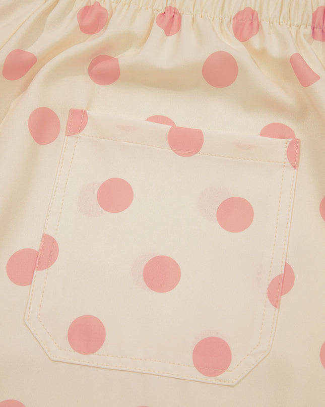 White Polka Dot Print Patched Pocket Loose Pants