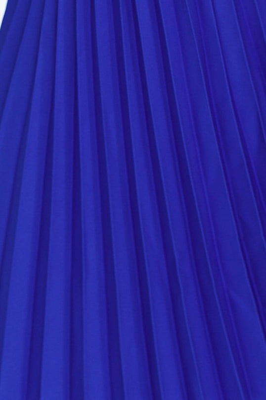 311-16 LILA Pleated dress with short sleeves - Royal Blue