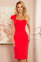 Red Midi Dress with Neckline