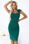 Elegant Green Midi Dress with Neckline