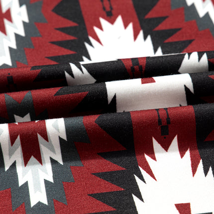 Red Western Aztec Printed Long T-shirt Dress