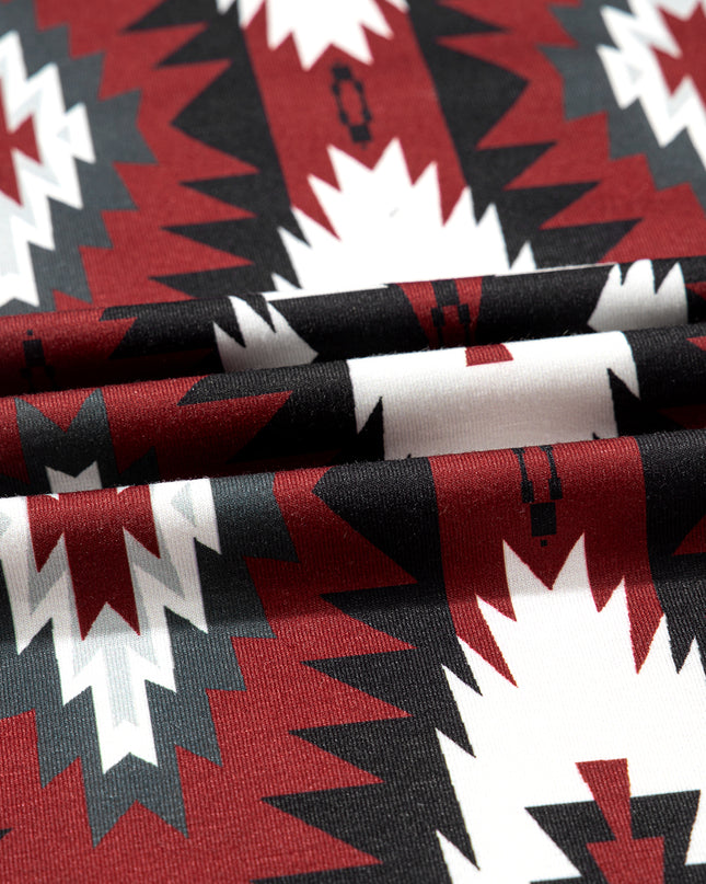 Red Western Aztec Printed Long T-shirt Dress