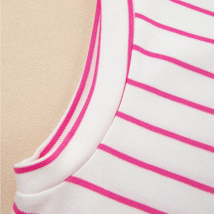 Rose Stripe Casual Wide Leg 2pcs Pants Set