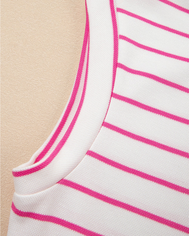 Rose Stripe Casual Wide Leg 2pcs Pants Set