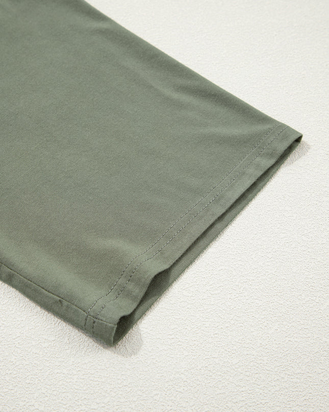 Laurel Green Solid Color Oversize Tee Tie Wrap Mini Skort 2pcs Set