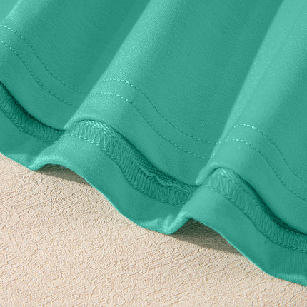 Meadow Mist Green Solid Loose V Neck Half Sleeve Tee and Shorts Set