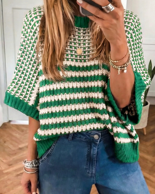 Red 3/4 Draped Sleeve Slouchy Sweater