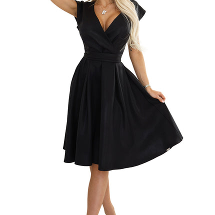 19852-8-348-10 SCARLETT flared dress with a neckline - black with glitter-8