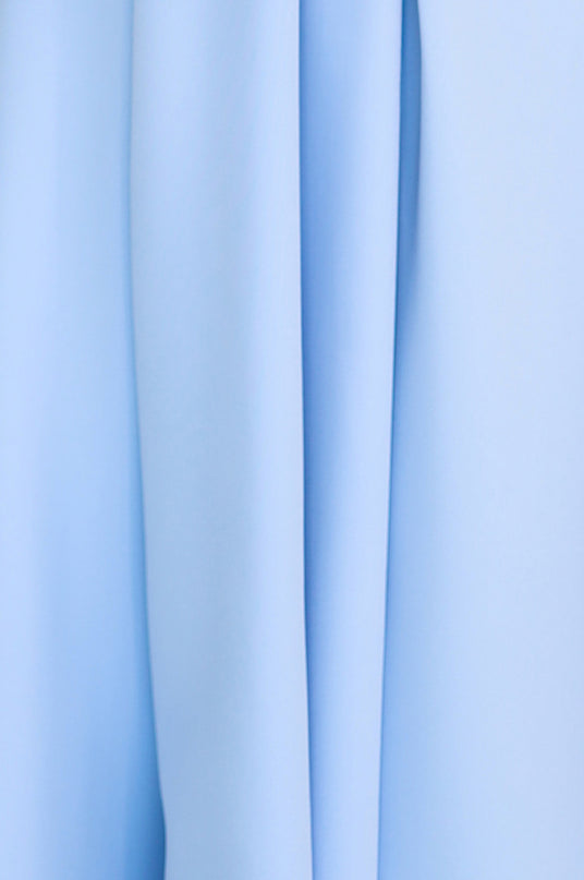 348-12 SCARLETT - flared midi dress with envelope neckline and belt - light blue