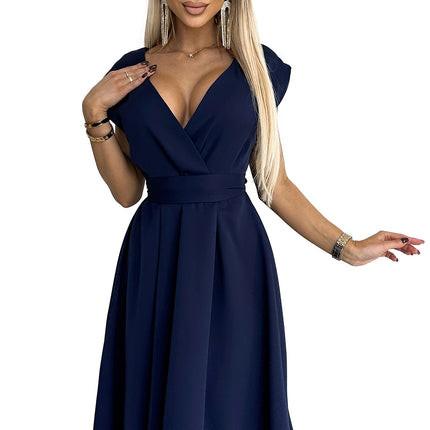 18743-7-348-6 SCARLETT - flared dress with a neckline - dark blue-7