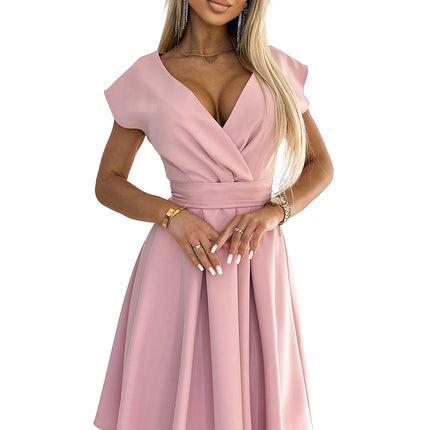 19080-6-348-9 SCARLETT flared dress with a neckline - powder pink-6