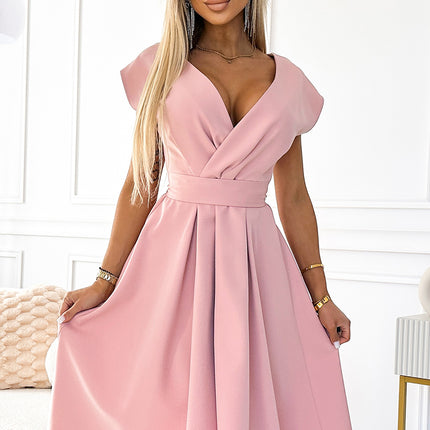 19080-4-348-9 SCARLETT flared dress with a neckline - powder pink-4
