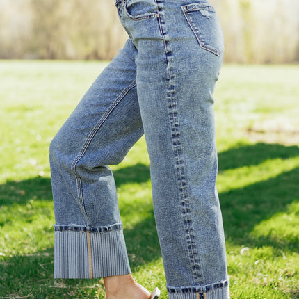 Ashleigh Blue Cuffed Straight Loose Jeans