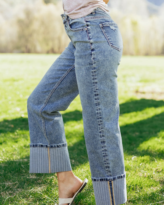 Ashleigh Blue Cuffed Straight Loose Jeans